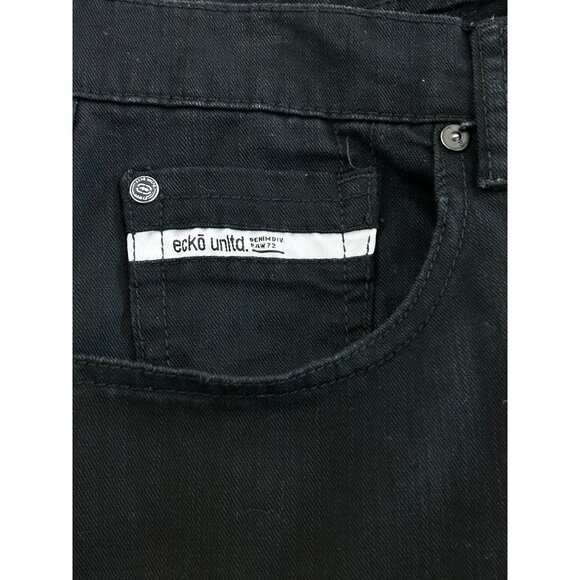 ECKO UNLTD~  Mens Black Denim Shorts Size 40 Relaxed Fit Cotton/Polyester - Picture 8 of 11